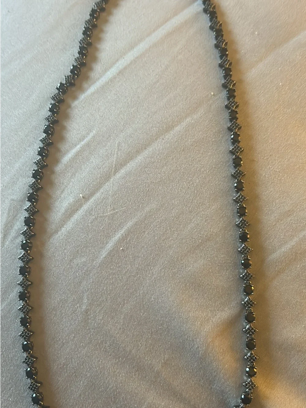 Black-Tone Tennis Necklace with Black Stones - unisex